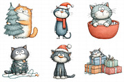 Watercolor Christmas Cat Clipart, an Illustration by Daily.Designs (Thumbnail 5 of 5)