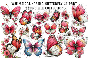 Whimsical Spring Butterfly Clipart, an Illustration by Dream Creation