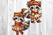 Autumn Cute Raccoon Clipart Set, a Seasonal Illustration by V Design Creator (Thumbnail 7 of 9)