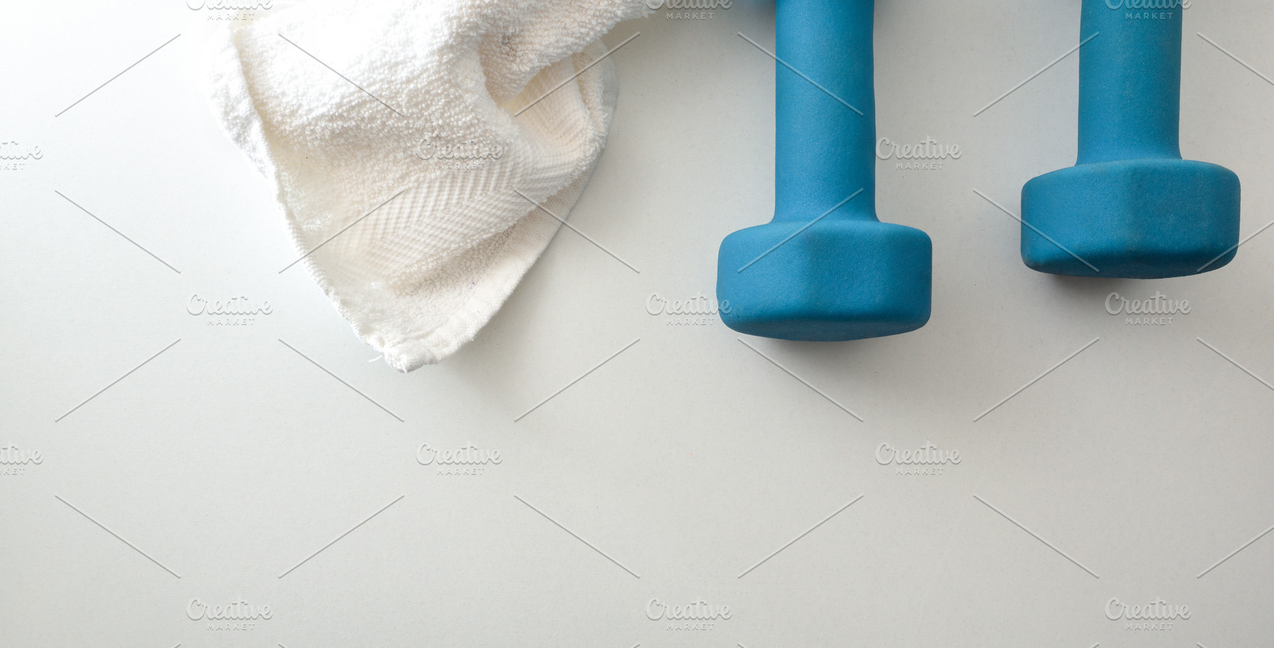 Blue Dumbbells and White Towel, a Sports & Recreation Photo by Davizro's Market