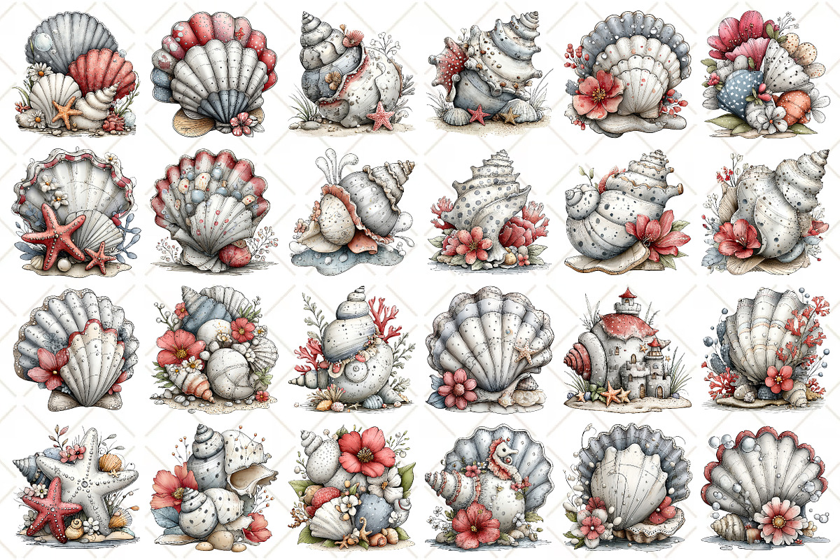 Whimsical Silver Summer Seashell, an Illustration by Black Bird Studio (Photo 2 of 5)
