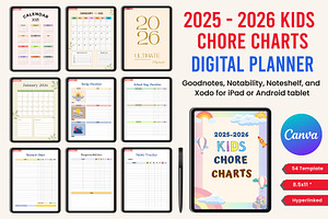 Digital 2025-2026 Kids Chore Charts