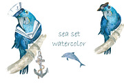 Sea set  watercolor, an Animal Illustration by JuliaFast (Thumbnail 1 of 4)
