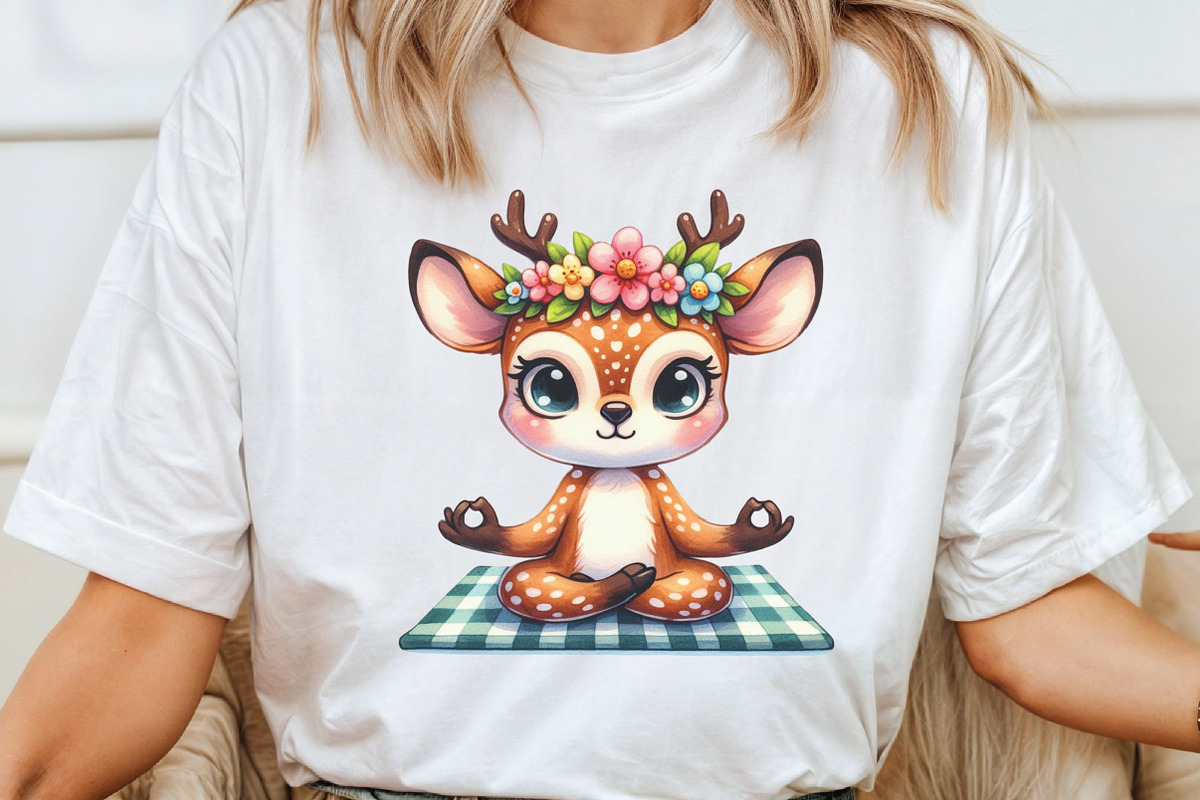 Watercolor Yoga Reindeer Clipart, an Illustration by CraftArtStudio (Photo 4 of 6)