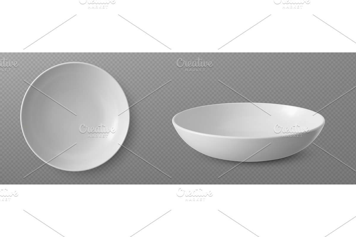 3d white empty plate for soup, an Object Illustration by art PVP - market