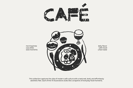 CAFÉ: Hand-Drawn Food Illustrations, a Food Illustration by Veyla