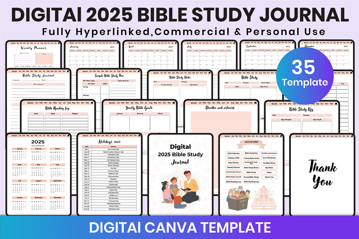Digital 2025 Bible Study Journal, a Stationery Template by Shumaya (Photo 1 of 6)