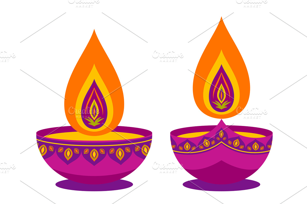 Diwali diya - oil lamp., an Object Illustration by Liudmyla Matviiets