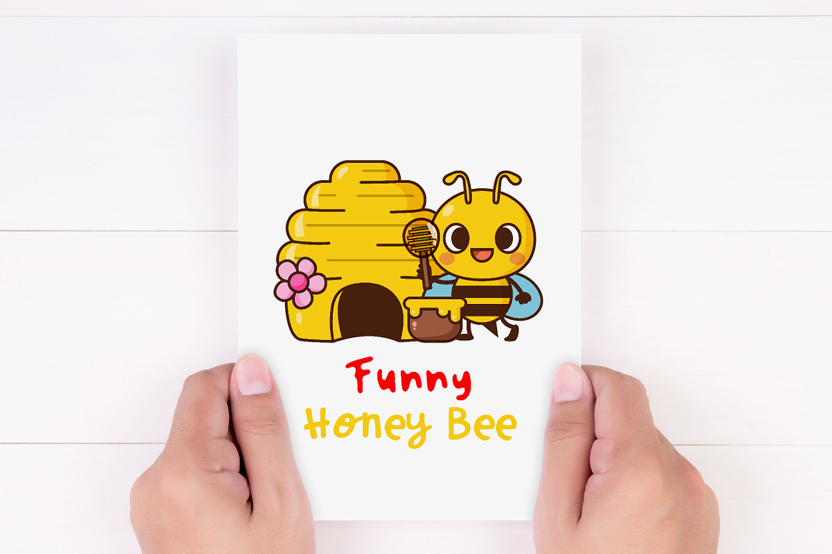 Funny Honey Bee Cartoon, Clipart, an Animal Illustration by Noey smiley (Photo 3 of 7)