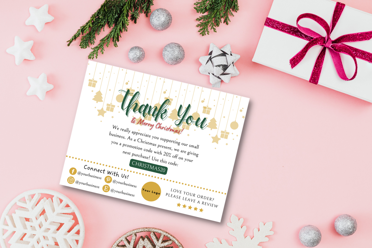 Christmas Thank You Card Bundle, a Card Template by Miku Waku (Photo 6 of 7)