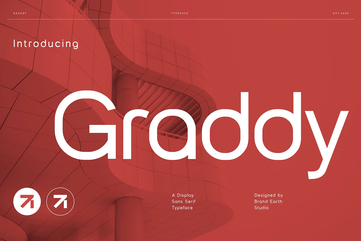 Graddy – Display Sans Serif Typeface, a Sans Serif Font by Brand Earth (Photo 1 of 7)