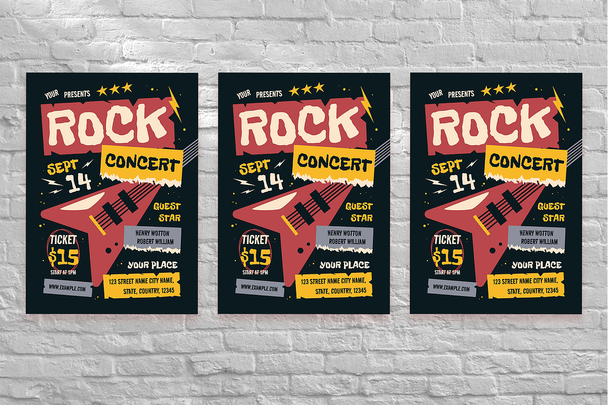 Grunge Rock Music Concert Flyer Set, a Flyer Template by Aiyari Graphic (Photo 3 of 3)