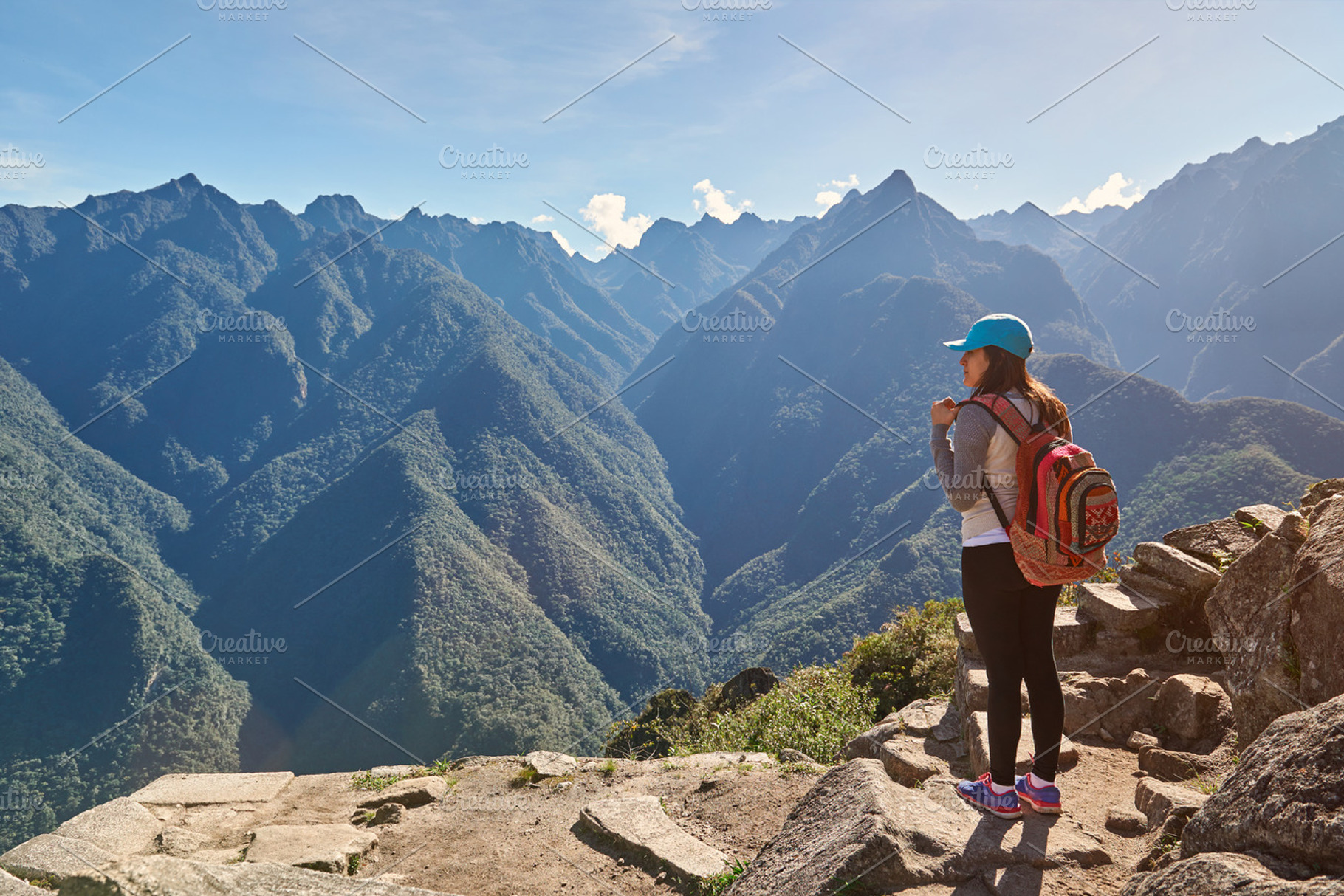 Woman with backpack containing woman, peak, and above, a Person Photo by PixieMe