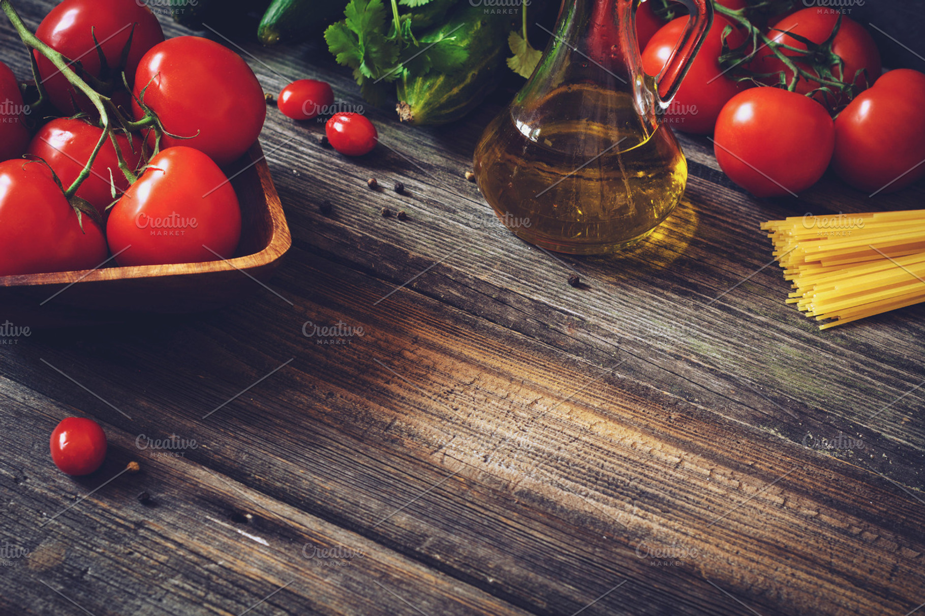 Italian food background containing background, basil, and black, a Food & Drink Photo by The baking man