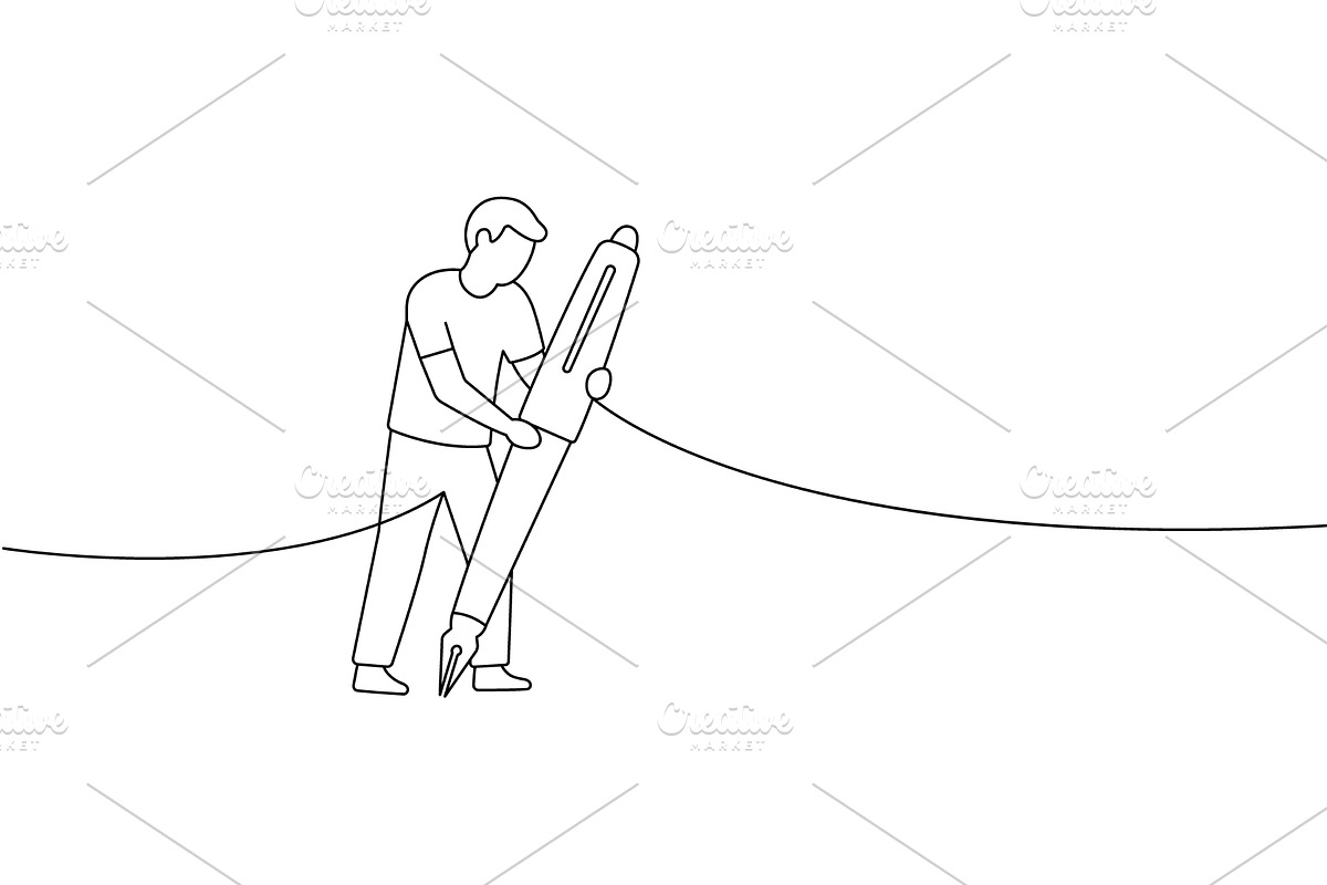 Male character holding giant, a Person Illustration by GraphiShop