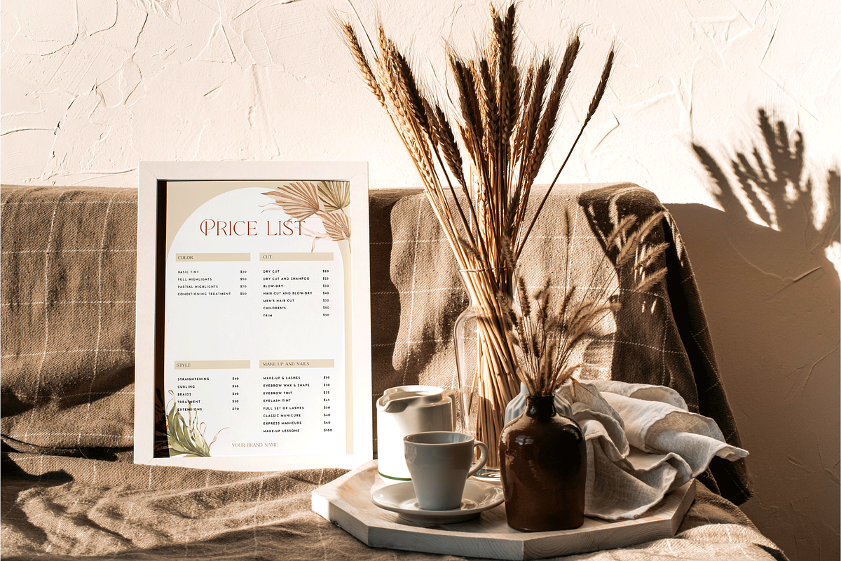 Boho Price List Canva Template, a Flyer Template by Hellohastore (Photo 4 of 9)