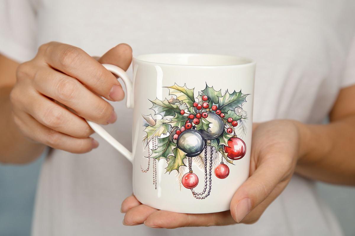 Christmas Holly and Baubles, a Decorative Illustration by Vasmila (Photo 4 of 7)