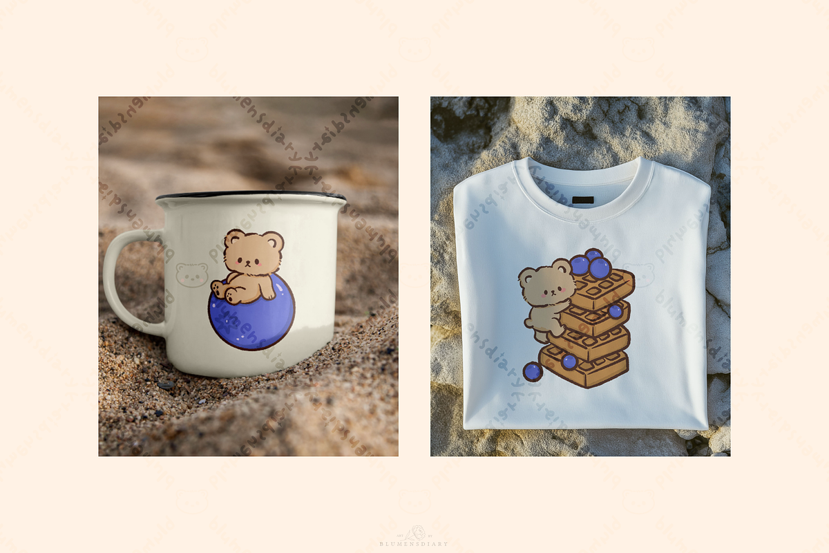Bear Blueberry Dessert Clipart, an Animal Illustration by Blumensdiary (Photo 4 of 6)