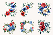 Patriotic Floral Corners Clipart, a Seasonal Illustration by Designworld (Thumbnail 5 of 11)