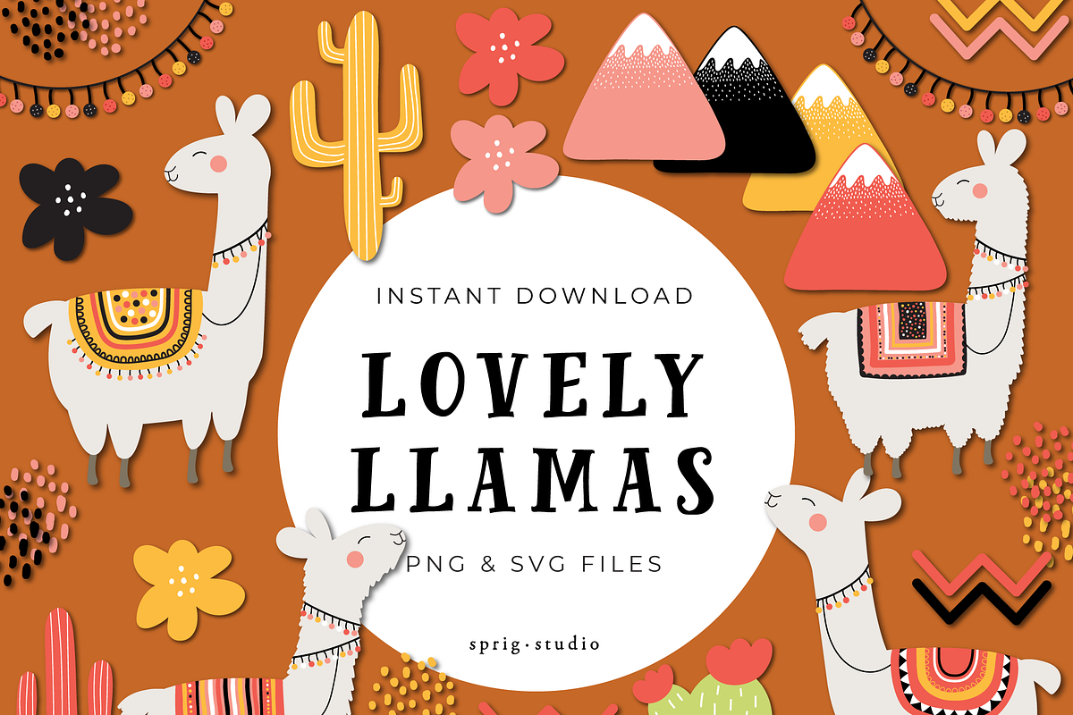 Lovely Llamas, an Illustration by Sprig Studio