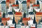 Winter city pattern, a Pattern Graphic by AlexandraTret (Thumbnail 1 of 3)