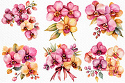Watercolor Pink Orchid Clipart, an Illustration by Craft Nest (Thumbnail 3 of 12)