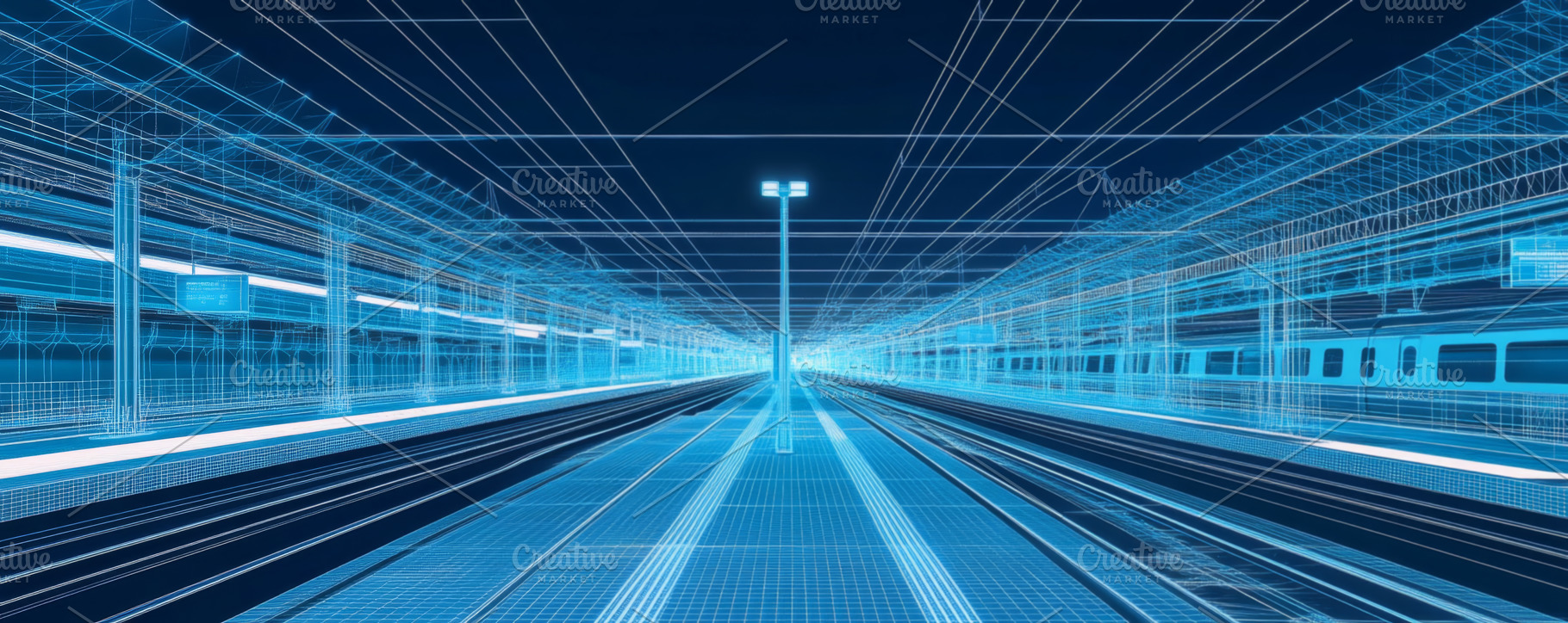 Wireframe Visualization of Train Station Structure, an Abstract Photo ...