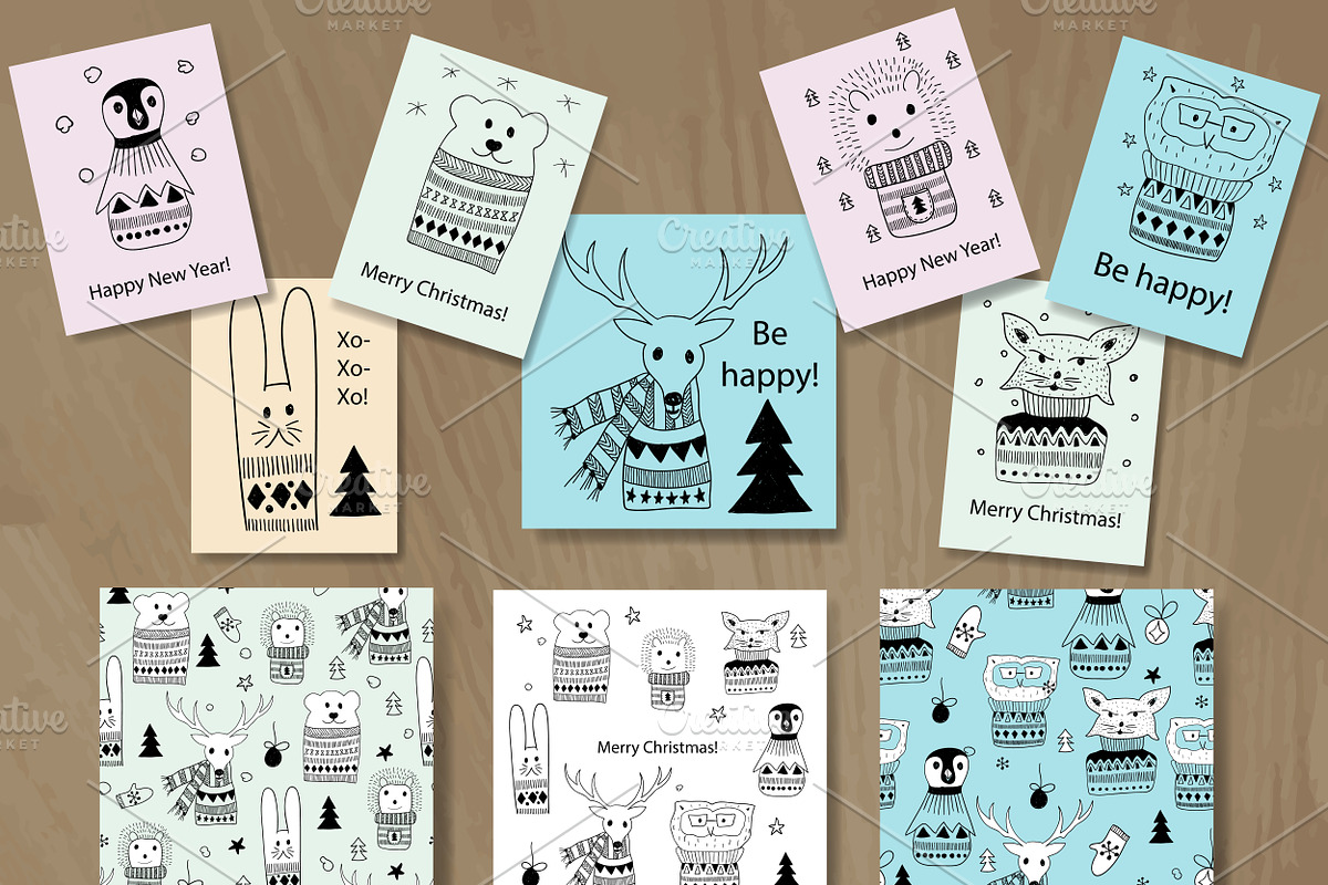 Christmas doodle set, an Animal Illustration by alexmakarova (Photo 2 of 11)