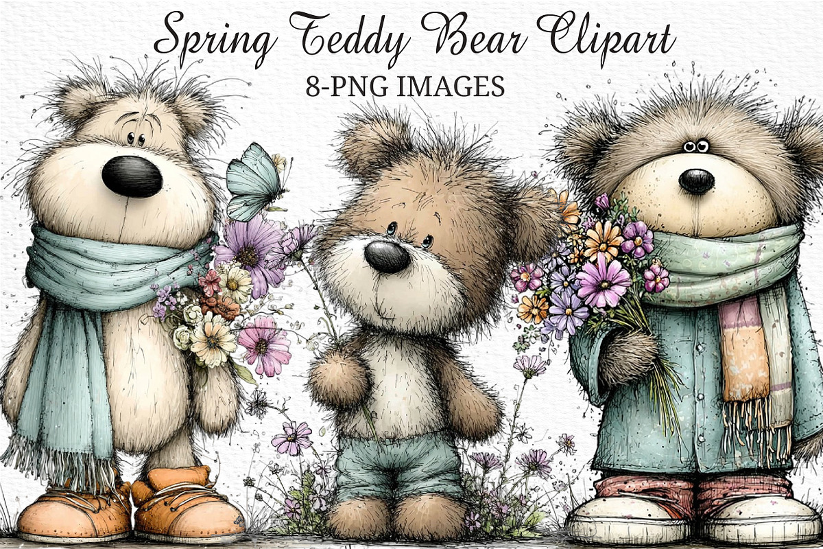 Spring Teddy Bear Clipart Png, an Illustration by Craft Nest (Photo 1 of 7)