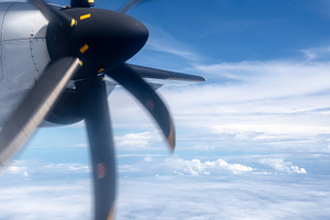 Aerial view of the Pacific Ocean with a spinning propeller, a Nature Photo by GoodGoods