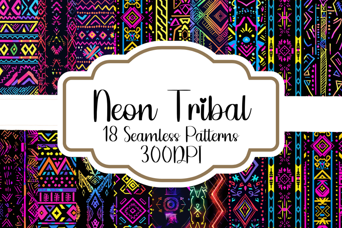 Neon Tribal Seamless Patterns, a Pattern Graphic by PrintablesByFranklyn (Photo 1 of 6)