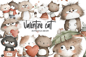 Valentine cat clipart, an Illustration by Designworld