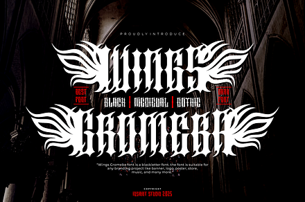 Wings Gromeba - Gothic Font, a Blackletter Font by Iqsiart Studio