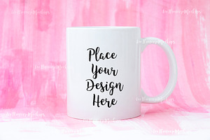 Art mug mockup pink paint background