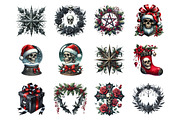 Watercolor Gothic Christmas Clipart, an Illustration by SinaCreation (Thumbnail 2 of 7)
