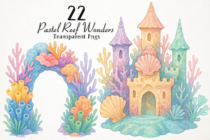 Pastel Reef Wonders PNG Clipart, a Seasonal Illustration by RobertsArt