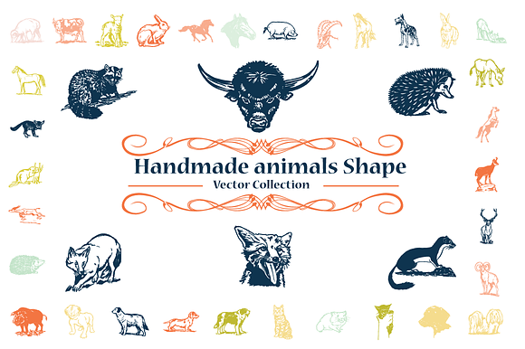 Handmade Animals Vector Shapes preview 6