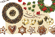 Vintage Christmas watercolor clipart, a Decorative Illustration by Color and Decor (Thumbnail 7 of 7)