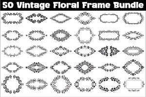 Vintage Floral Frame Vector Bundle, an Illustration by Designs_River