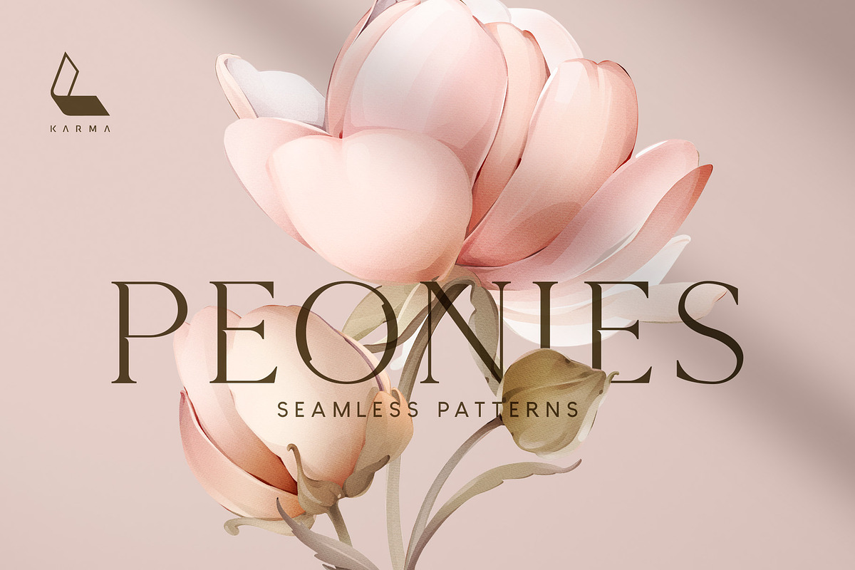 Peonies | Seamless pattern, a Pattern Graphic by Karma (Photo 1 of 15)