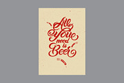 Beer calligraphic vector poster set., a Food Illustration by PoPaShop (Thumbnail 4 of 7)