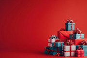 86 Gift boxes with ribbons and bows, a Holiday Photo by Handmadefont (Thumbnail 9 of 90)