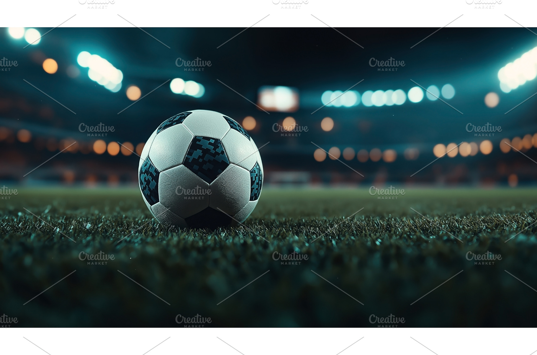Close-up of a soccer ball resting on, a Sports & Recreation Photo by Sergey Kotenev
