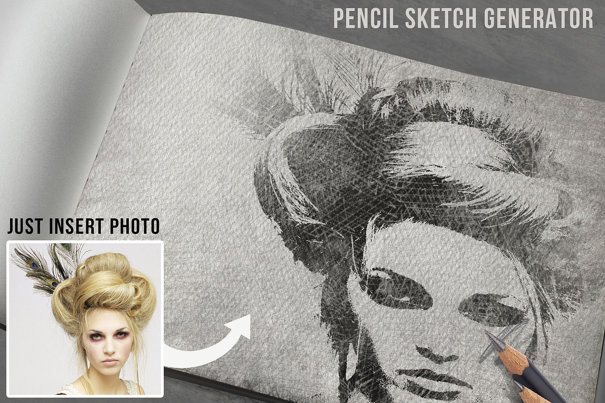 PENCIL SKETCH GENERATOR, a Pens & Pencil Mockup by the little wonder shop (Photo 1 of 5)