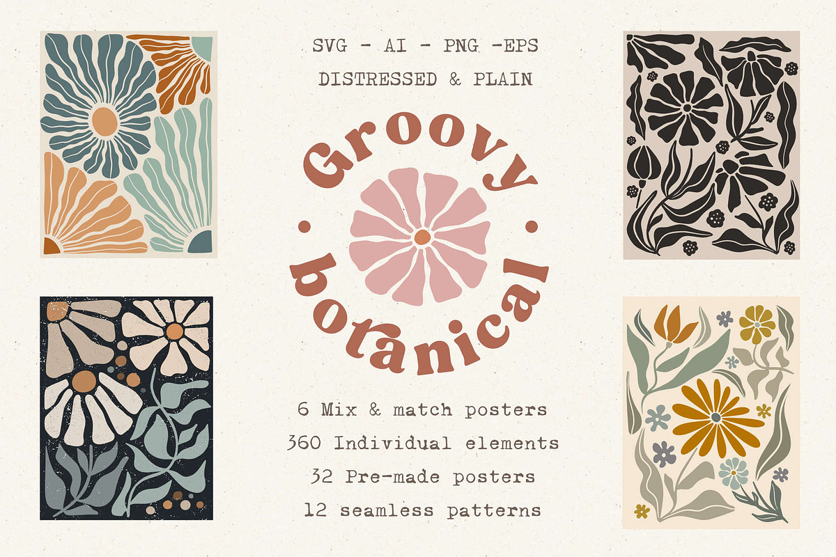 Groovy botanical collection, a Decorative Illustration by marie dricot (Photo 1 of 16)