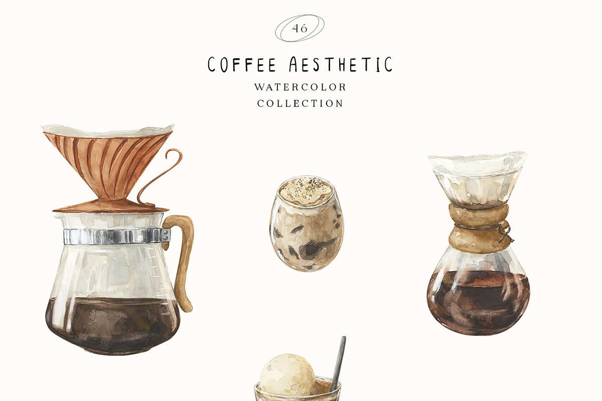 Coffee Aesthetic Watercolor, a Food Illustration by LiChu Art (Photo 4 of 6)