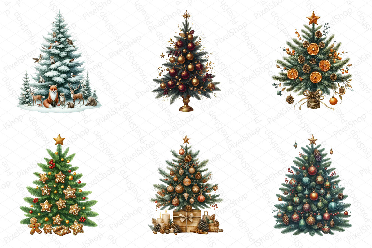 Christmas Tree Clipart Bundle, an Illustration by DreamPrint404 (Photo 2 of 4)