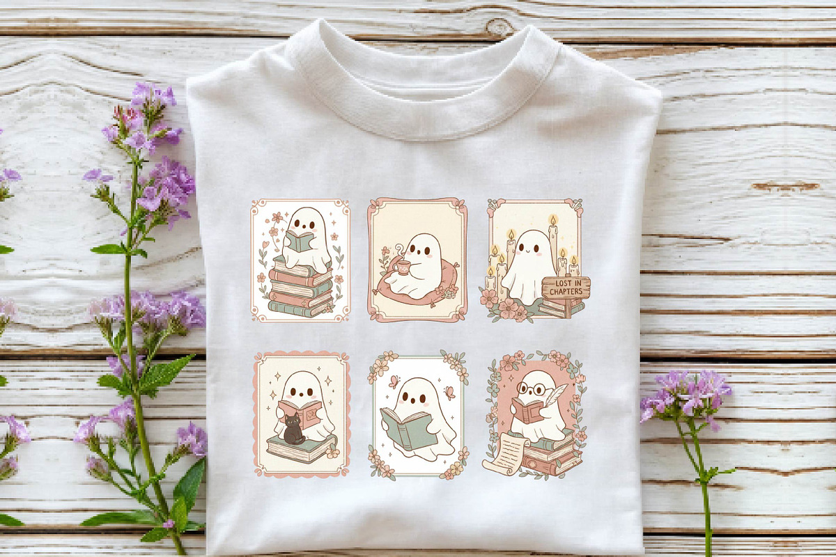 Cute Ghost Book Lover PNG, an Illustration by DreamPrint404 (Photo 3 of 7)
