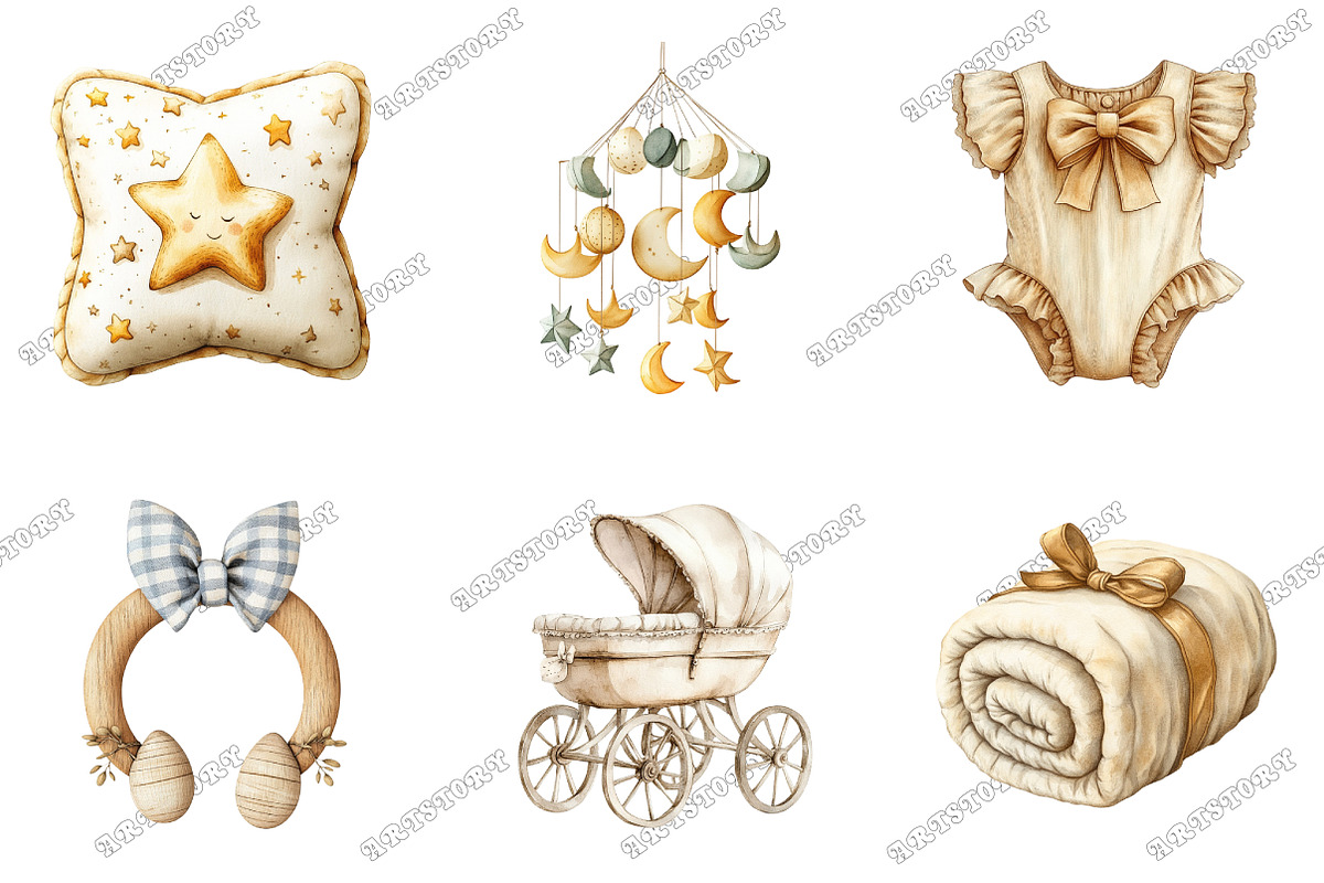 Neutral Baby Watercolor Clipart, an Illustration by designcity5 (Photo 3 of 5)