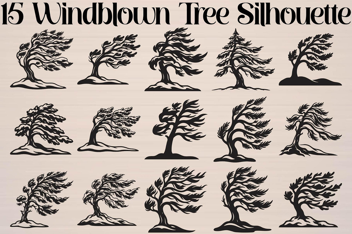 Windblown Tree Silhouette, an Object Graphic by Gfx_Store (Photo 1 of 16)